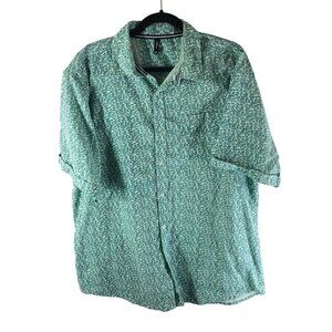 Toku Mens Button Down Shirt Chest Pocket Cotton Blend Paisley Aqua Blue XXL